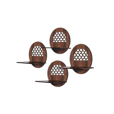 Engineered wood Circular Modern Shelves with Walnut Finish Set of 4