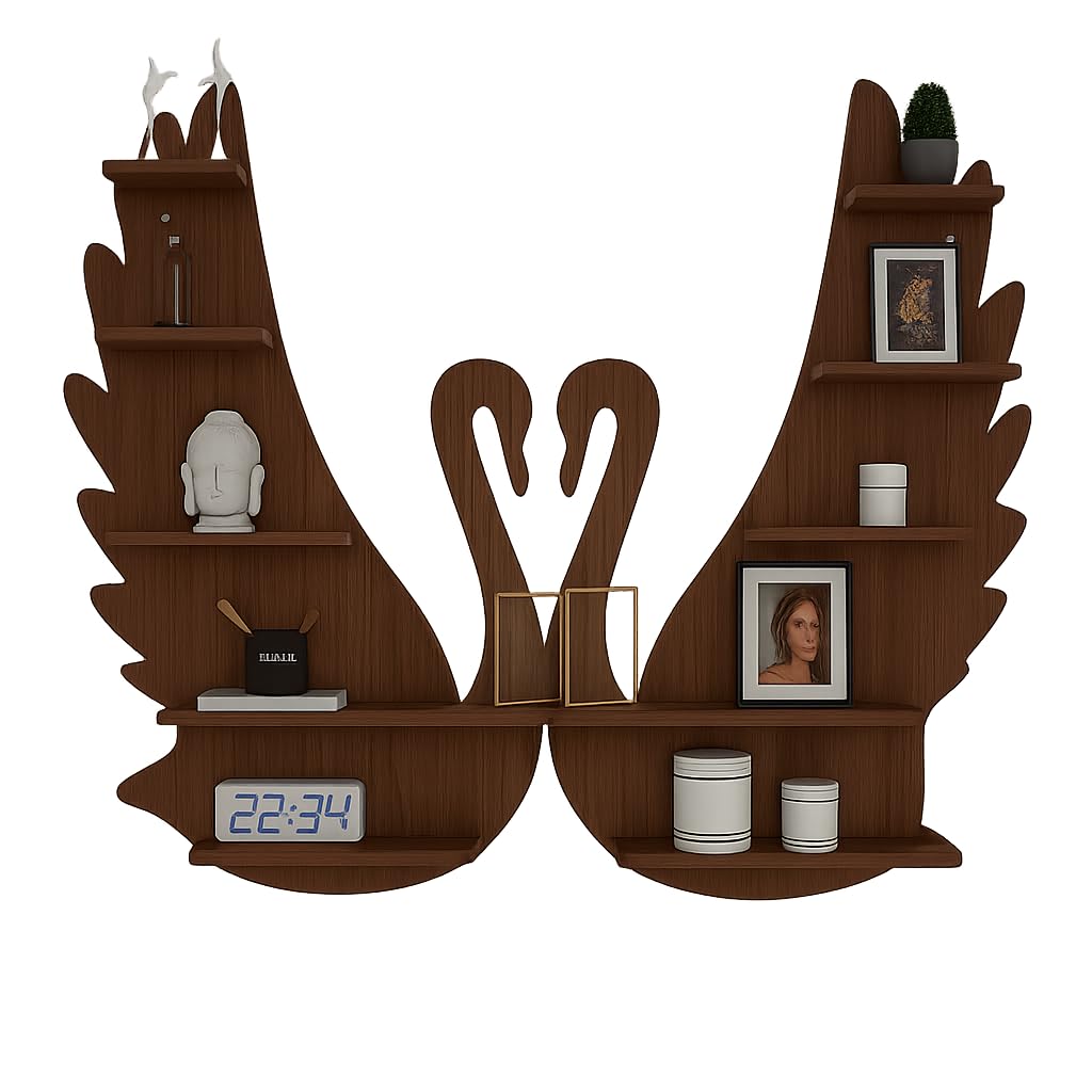 Swan Wooden Wall Shelves for Living Room, Modern Display Storage, Home Decor