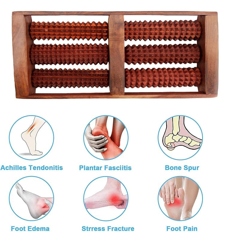 Wooden 6 Roller Foot Massager for Acupressure Stress Relief