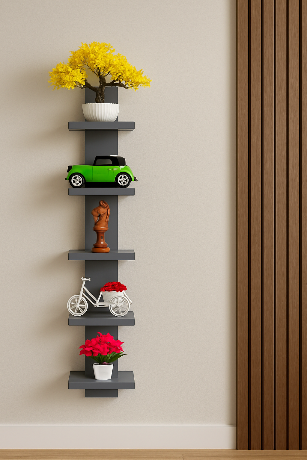 Premium Grey Finish Hanging Wall Shelf | Perfect for Living Rooms