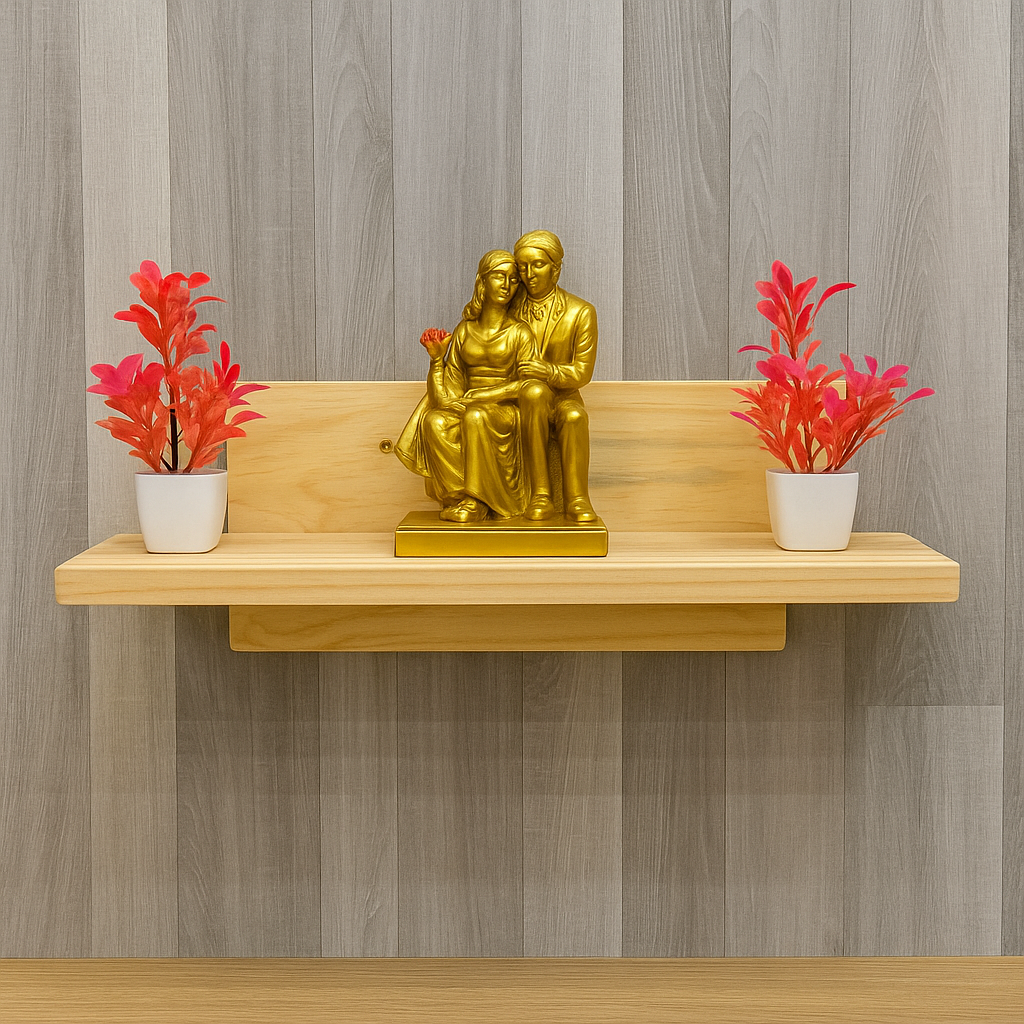 Wooden Wall Mount WiFi Router Stand | Decorative Shelf with Back Panel for Living Room
