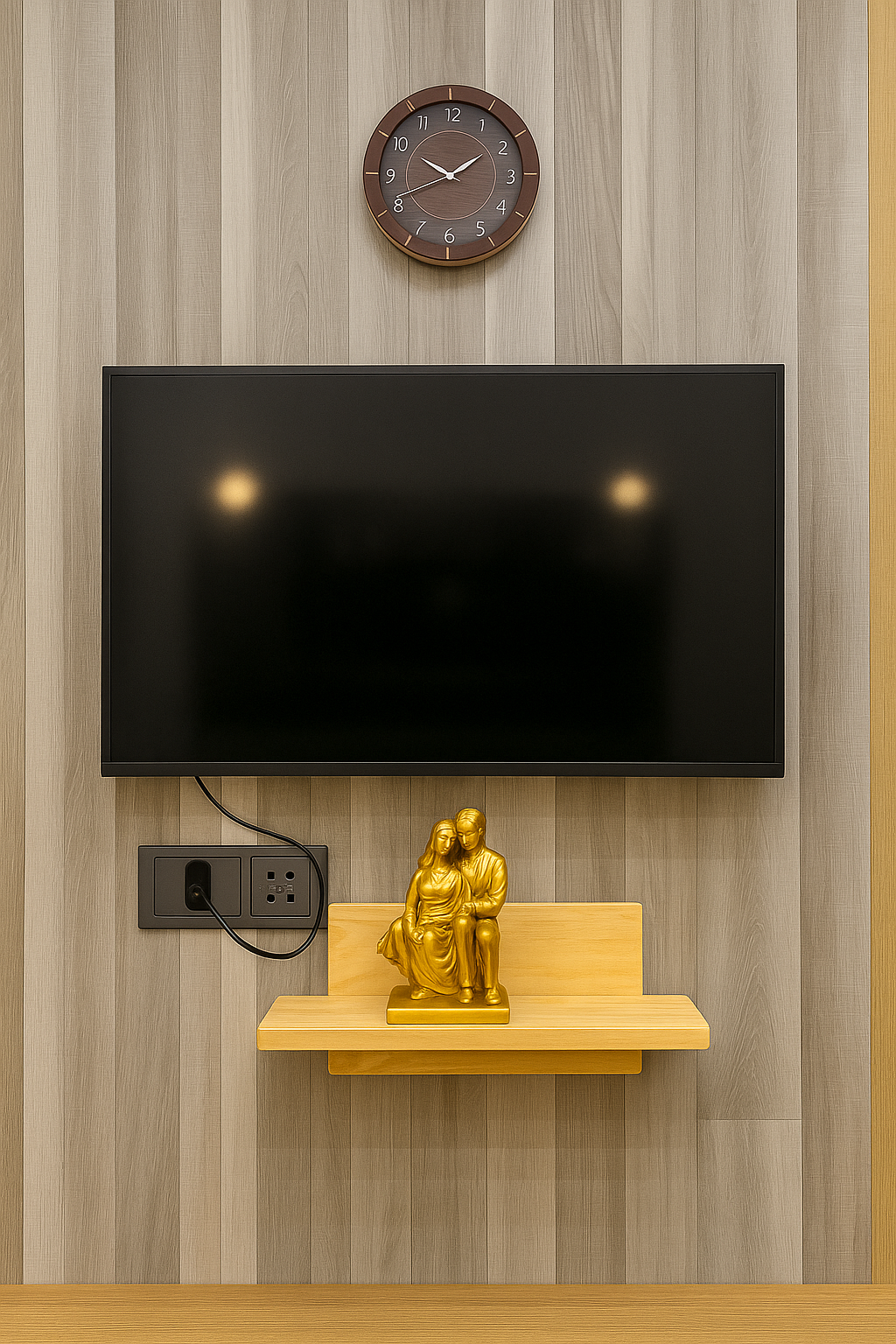 Wooden Wall Mount WiFi Router Stand | Decorative Shelf with Back Panel for Living Room