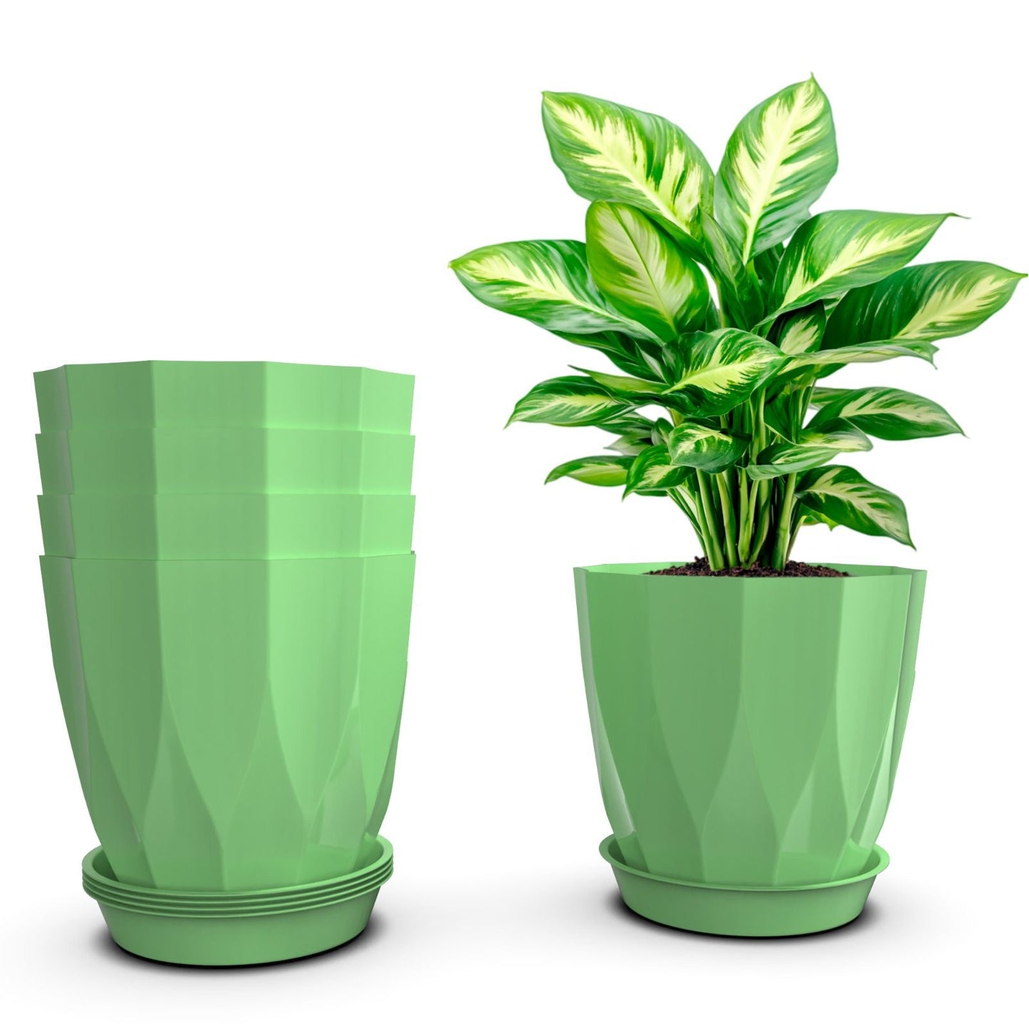 iCare Gifts™ Designer Plastic Planters – Set of 5 | Premium Indoor & Outdoor Flower Pots