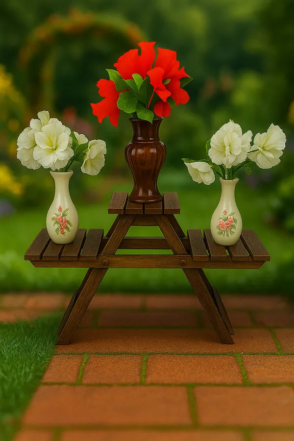 Wood Ladder Plant Stand 3 Tier Foldable Flower Pot Display Shelf