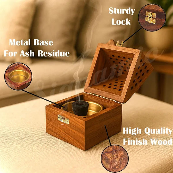 Sheesham Wood Dhoop Batti Stand | Incense Holder for Pooja & Decor Pack Of 2