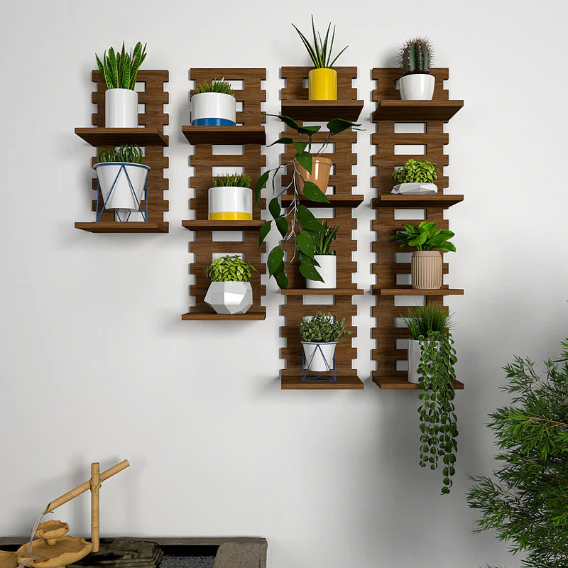 Dark Walnut Planter Shelves Set Of 4