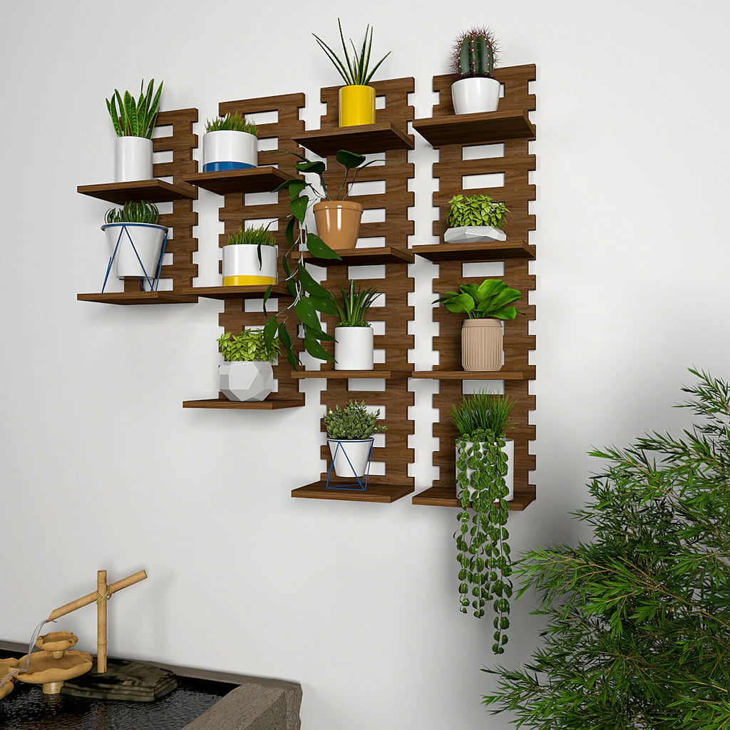 Dark Walnut Planter Shelves Set Of 4
