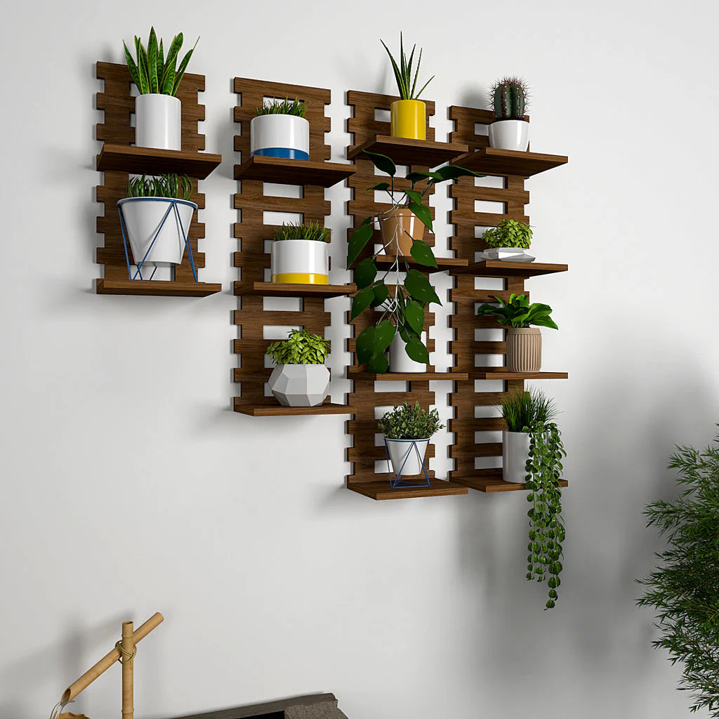 Dark Walnut Planter Shelves Set Of 4