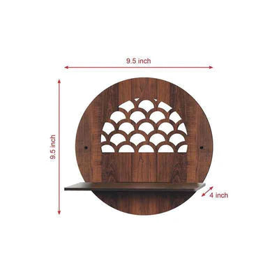 Engineered wood Circular Modern Shelves with Walnut Finish Set of 4