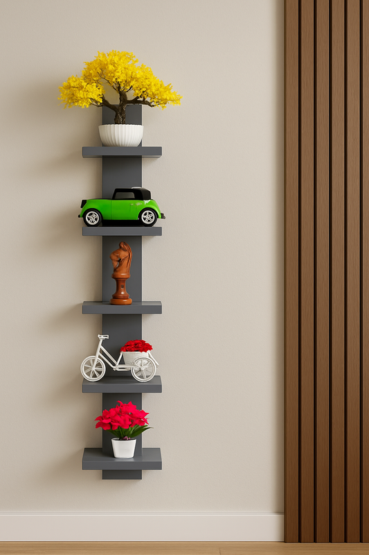 Premium Grey Finish Hanging Wall Shelf | Perfect for Living Rooms