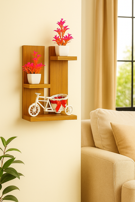 Wooden Wall Shelf for Living Room – Stylish Floating Display Rack for Home Decor
