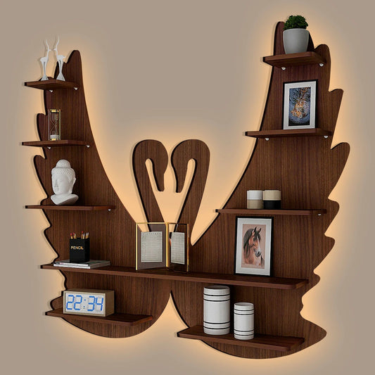 Swan Wooden Wall Shelves for Living Room, Modern Display Storage, Home Decor